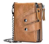 YTBHSHXZ with Blocking,Vintage Zipper Tri-Fold Leather Soft Touch Clip with Gift Box(Unique Colour)