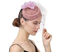 YTBHSHXZ， Women Fascinator With Face Veil Wedding Headwear Bride Headpece Hair Clip Headband Party Fedora Cap(As picture1)