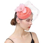 YTBHSHXZ， Women Fascinator With Face Veil Wedding Headwear Bride Headpece Hair Clip Headband Party Fedora Cap(As picture)