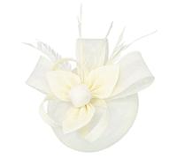 YTBHSHXZ， Women Hair Accessories Wedding Bridal Veils Decorated Feather Fascinator Cocktail Party Headwear(Beige)