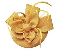 YTBHSHXZ， Women Hair Accessories Wedding Bridal Veils Decorated Feather Fascinator Cocktail Party Headwear(Gold)