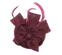 YTBHSHXZ， Women Hair Accessories Wedding Bridal Veils Decorated Feather Fascinator Cocktail Party Headwear(Burgundy)