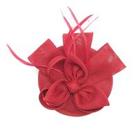 YTBHSHXZ， Women Hair Accessories Wedding Bridal Veils Decorated Feather Fascinator Cocktail Party Headwear(Red)