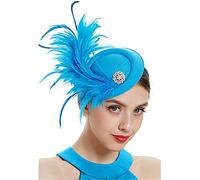 YTBHSHXZ， Women Wedding Fascinator Hat Feather Headwear Party Ladies Hair Clip Headpiece Hair Accessories(Sky blue)