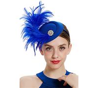 YTBHSHXZ, Women Wedding Fascinator Hat Feather Headwear Party Ladies Hair Clip Headpiece Hair Accessories(Blue)