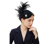 YTBHSHXZ， Women Wedding Fascinator Hat Feather Headwear Party Ladies Hair Clip Headpiece Hair Accessories(Black)
