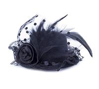 YTBHSHXZ, Women Wedding Fascinator Solid Feather Hair Accessories Hair Clips Hoop Mesh Veil Hairpins(Black)