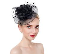 YTBHSHXZ, Women's Flower Mesh Headwear Hair Hoop Fascinator Hat Feather Tea Party Hair Accessories(Black)