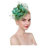 YTBHSHXZ, Women's Flower Mesh Headwear Hair Hoop Fascinator Hat Feather Tea Party Hair Accessories(GN)