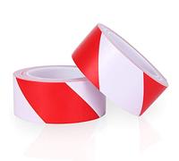 YTBUBOR Hazard Warning Tape Red and White 2 Pack 50mm x 20m PVC Safety Tape Marking Barrier Adhesive Tape