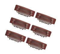 YTBYT 6 Pcs Stickable Wig Clips U-Shape Snap Clip 28mm 6-Teeth Hair Extensions Clips for Fixed Wig Windproof Strap (Brown)