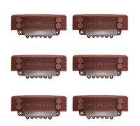 YTBYT 6 Pcs Stickable Wig Clips U-Shape Snap Clip 32mm 6-Teeth Hair Extensions Clips for Fixed Wig Windproof Strap (Brown)