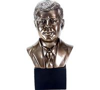 YTC 9.25 Inch President John F Kennedy Head Sculpture, Bronze Colored