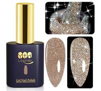 YTD Likomey Reflective Glitter Gel Polish,15ml Champagne Gold Flash Diamond Shimmer Nails Gel,Sparkly Shiny Salon Home Nail Art Manicure Rose Gold UV Nail Gel,SZ012