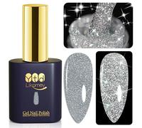 YTD Likomey Reflective Glitter Gel Polish,15ml Silver Flash Diamond Shimmer Nails Gel,Sparkly Shiny Salon Home Nail Art Manicure UV Nail Gel,SZ003