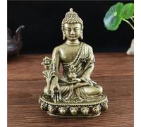 YTDJJWLS 10cm Bronze Color Medicine Buddha Statue with Ornament Resin Feng Shui Buddha Sculpture