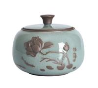 YTDJJWLS 13.3cm Green Ceramic Traditional Tea Jar, Air Tight, Flip Top, 13.3cm * 11.3cm