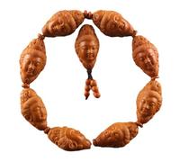 YTDJJWLS 31mm Olive Core Carved Guanyin Head Bracelet for Men High End Creativity, Yellow, Wood, no gemstone
