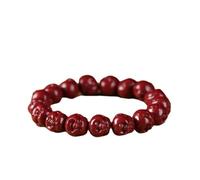 YTDJJWLS 8mm Vermilion Sand Hand Chain Maitreya Buddha Laughing Buddha Bracelet, Red, Wood, no gemstone