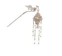YTDJJWLS Chinese Style Phoenix Tassel Hairpin with Ancient Style Headwear, Yellow