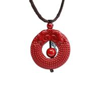 YTDJJWLS Cinnabar Dragon Pendant Jewelry Man Carved Amulets Necklace High End Creativity, Stone, No Gemstone
