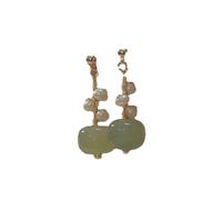 YTDJJWLS Ethnic Style Water Drop Tassel Earrings Jade Chinese Butterfly Fan Shaped Hanfu Accessories Jewelry, Green, Stone, No Gemstone