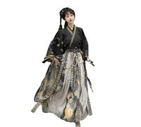 YTDJJWLS Han Suit Ancient Costume Daily Skirt Wei Jin Style Autumn Style, Black, XL