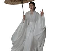 YTDJJWLS Hanfu Female Cold Style Ancient Costume White Wei Jin Style Wide Sleeved Flowing, White, XL