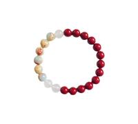 YTDJJWLS Natural Cinnabar Bracelet Female White Jade High End Creativity Bracelet, Stone, no gemstone