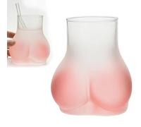 YTDRM Body Shaped Cup - Butt Drinking Glass, Funny Coffee Mug Transparent Borosilicate Glass Coffee Mug, Butt Shaped Borosilicate Glass Cups for Holiday Home Cafe (Pink)