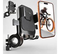 YTDSUP Bike Phone Holder, Mountain Motorcycle Phone Mount, 1s Lock & Quick Release Handlebar Cell Phone Cradle Clamp, Phone Clip for 4-6.9" Smartphones - Black (2)