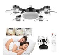 ytdzinoi Socket Fan Light Dimmable Drone Fan with Remote & Timing 3 Speed Wind Light Bulb Fan for E27 Base Screw in Ceiling Fans with 3 Color Mini Retractable Ceiling Fans for Bedroom, Kitchen