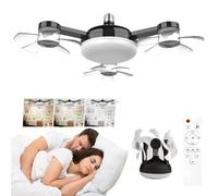 ytdzinoi Socket Fan Light Dimmable Drone Fan with Remote & Timing 3 Speed Wind Light Bulb Fan for E27 Base Screw in Ceiling Fans with 3 Color Mini Retractable Ceiling Fans for Bedroom, Kitchen