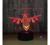 YTDZLTD 3D Airplane Night Light 16 Colors Changing Remote Control USB Power Touch Switch Decor Lamp Optical Illusion Lamp LED Table Desk Lamp Children Kids Christmas Brithday Gift