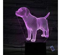 YTDZLTD Creative 3D Dog Night Light 16 Colors Changing Remote Control USB Power Touch Switch Decor Lamp Optical Illusion Lamp LED Table Desk Lamp
