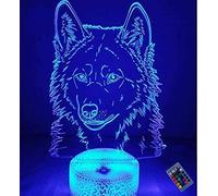 YTDZLTD Creative 3D Wolf Night Light 16 Colors Changing USB Power Remote Control Touch Switch Decor Lamp Optical Illusion Lamp LED Table Desk Lamp Children Kids Christmas Brithday Gift