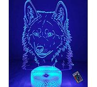 YTDZLTD Creative 3D Wolf Night Light 16 Colors Changing USB Power Remote Control Touch Switch Decor Lamp Optical Illusion Lamp LED Table Desk Lamp