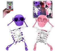 YTDZR Dancing and Swinging 3D Skull Toy,Halloween Skeleton Wind up Machine Robot,3D Swinging Wind up Skeleton Desktop Spring Clockwork Toys for Stress Relief Toys.(2pcs(C))