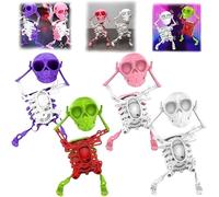 YTDZR Dancing and Swinging 3D Skull Toy,Halloween Skeleton Wind up Machine Robot,3D Swinging Wind up Skeleton Desktop Spring Clockwork Toys for Stress Relief Toys.(4pcs)