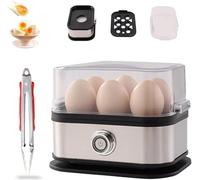 YTDZR Halreactody Stainless Steel Egg Cooker, Portable Versatile Electric Egg Cookers,Holds Up to 6 Eggs, and Includes Anti-scald Tongs.