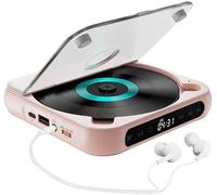 YTDZR Saker Plus Portable CD Player with Bluetooth 5.3,Supports CD/CD-R/CD-RW/MP3,Rechargeable Battery for Travel, Home, Car.(Pink)