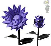 YTDZR The Forbidden Sunflower Sculpture,Skull Bloom Decor, Rose and Sunflower Skull Decor, Dark Aesthetic Home Display, Halloween Flower Figurine Ornaments for Home(B)