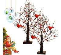 YTDZR Vintage Glowing Tree with Cardinals, 21 in Little Red Bird Light,A Tree That Whispers Love Through Light for Christmas Halloween Home Party Decor.(2pcs)