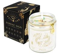 YTENTE Pisces Zodiac Sign Candles Gift, Zodiac Sign Crystals Candles Jar,Astrology Lavender Scented Soy Stones Candles Best Friends Gifts for Women Men Sister Brother Funny Birthday Gift