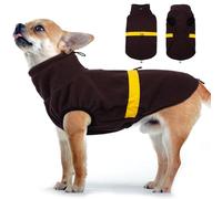 Yternal Adjustable Dog Sweater - Puppy Fleece Vest for Winter,Dog Thunder Jacket Sleeveless with Reflective Trim,Cold Weather Coat Cozy Windproof Layer for Small Pets Girls or Boys,Brown-XS