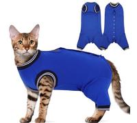 Yternal Stress-Free Cat Recovery Suit for Female Cats - Vet-Backed E-Collar Alternative, Anti-Lick & Rear Access Design,RoyalBlue S
