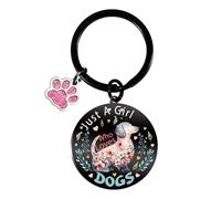YTEWFGL Dog Keyring Birthday Gifts Women - 1 Pc Cute Cartoon Animal Just A Girl Who Loves Dogs Keychain for Friend Gift, Friendship Keyrings for Kids Christmas Mother's Day Thanksgiving