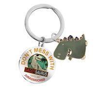 YTEWFGL Funny Daddy Gifts Dinosaur Keyring - 1 Pc Daddysaurus Keychain from Daughter Dad Keyring Gift Daddy Birthday Christmas Thanksgiving Gifts for Daddy Papa