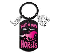 YTEWFGL Horse Stuff Gifts Girls Keyring - 1 Pc Pink Just A Girl Who Loves Horses Boots Horseshoe Keyrings for Western Cowgirl Key Ring Women Rider Riding Keychain Gift