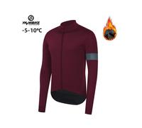(YTFJ380-Burgundy, Asia M (EU S)) Winter -5 10 Pro Thermal Fleece Jacket Windproof Waterproof Long Sleeve Cycling Jersey Men Sports Bicycle Clothes Ciclism